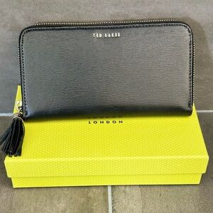 Ted Baker Black Epi Leather Fringe Long Wallet